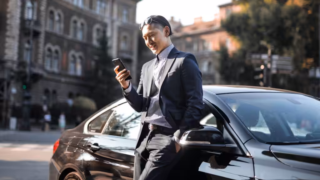 Luxury car with driver