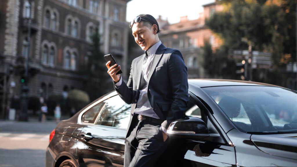 Luxury car with driver